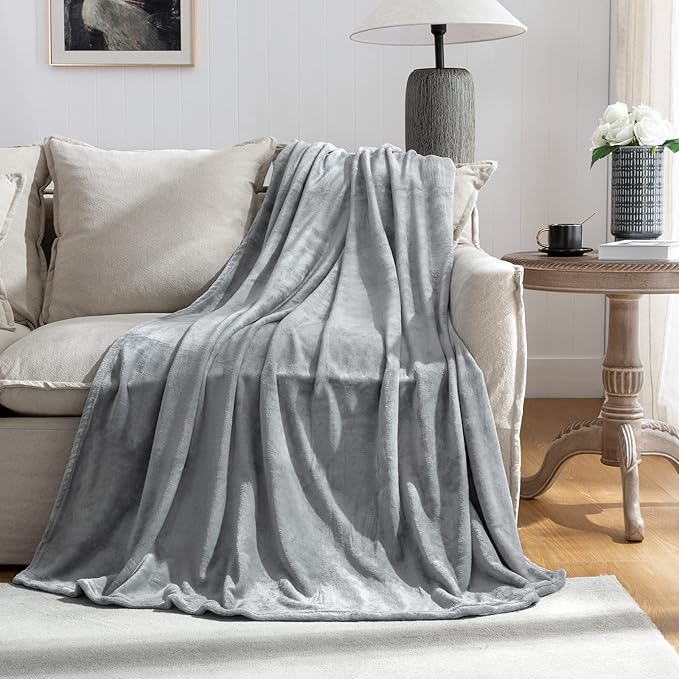 JIAHANNHA Fleece Blanket King Size Grey 108 by 90 Inches Throw Blankets - Image 3