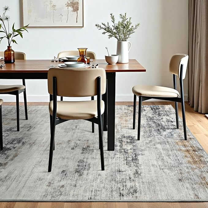 Toneed Abstract Area Rug 8x10 Modern Washable Rug Soft Non Slip Rug Low Pile - Image 3
