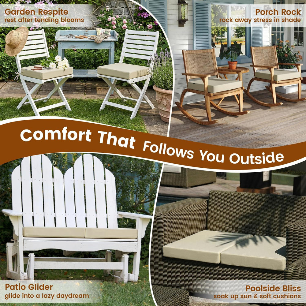 Favoyard Patio Chair Square Cushions Set of 2, Beige, 24 x 24 x 4 inches