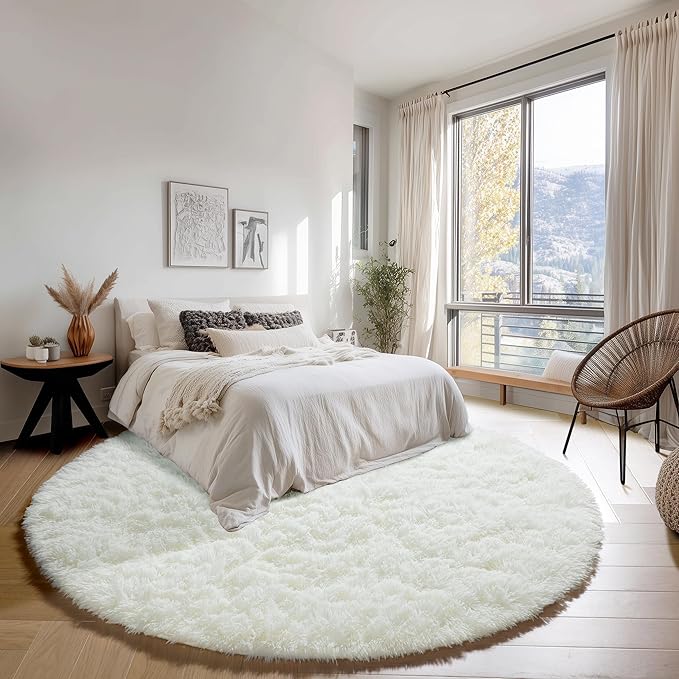 ONASAR Cream White Round Rugs 7ft - Image 3