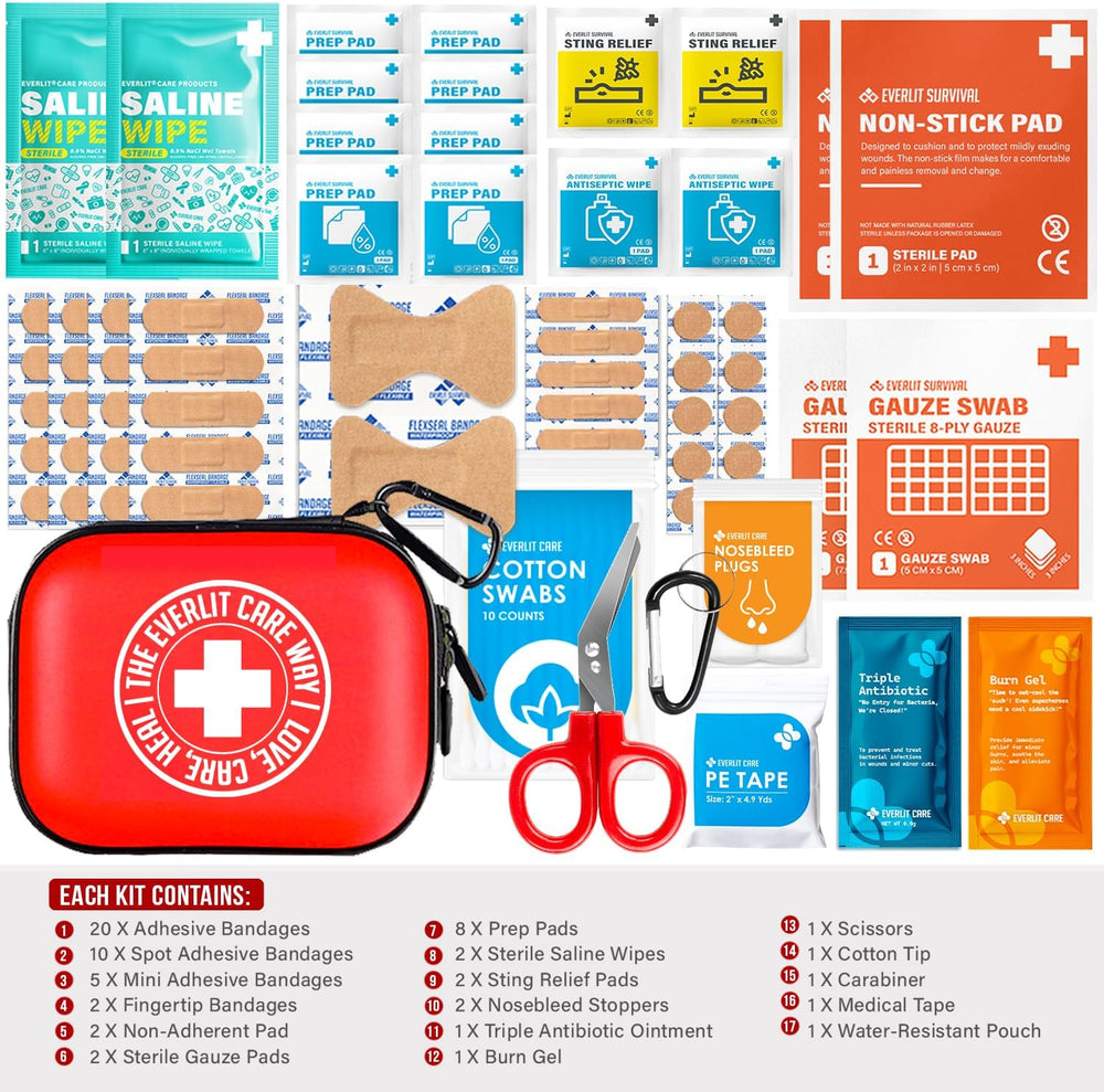 EVERLIT CARE Mini-Aid First Aid Kit | Compact & Lightweight Case with Car...