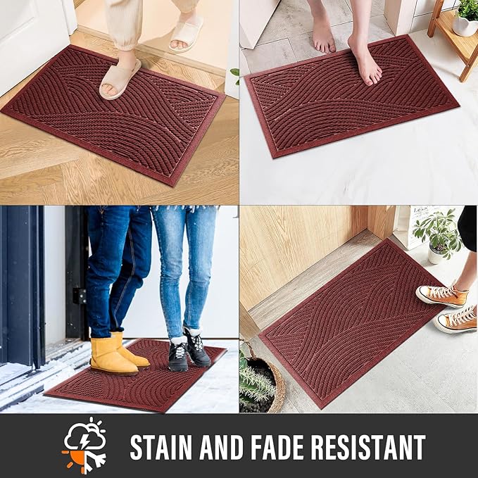 HIYARD Sturdy Front Door Mat, Absorbent Muddy Dirt Resist Welcome Door Mats - Image 4