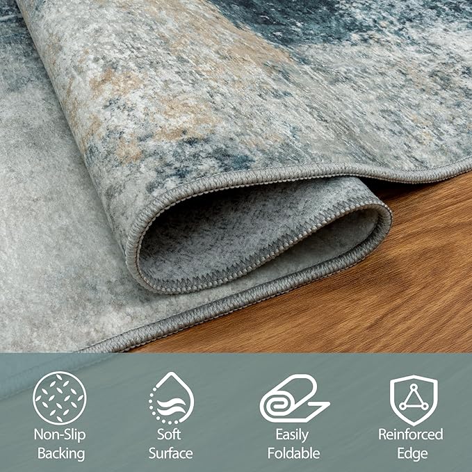 9x12 Area Rugs for Living Room Rug Washable: Abstract Large Rug for Dining Room - Image 3