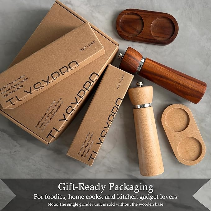 TLYSXPRO Wooden Pepper Grinder – Refillable Pepper Mill - Image 8