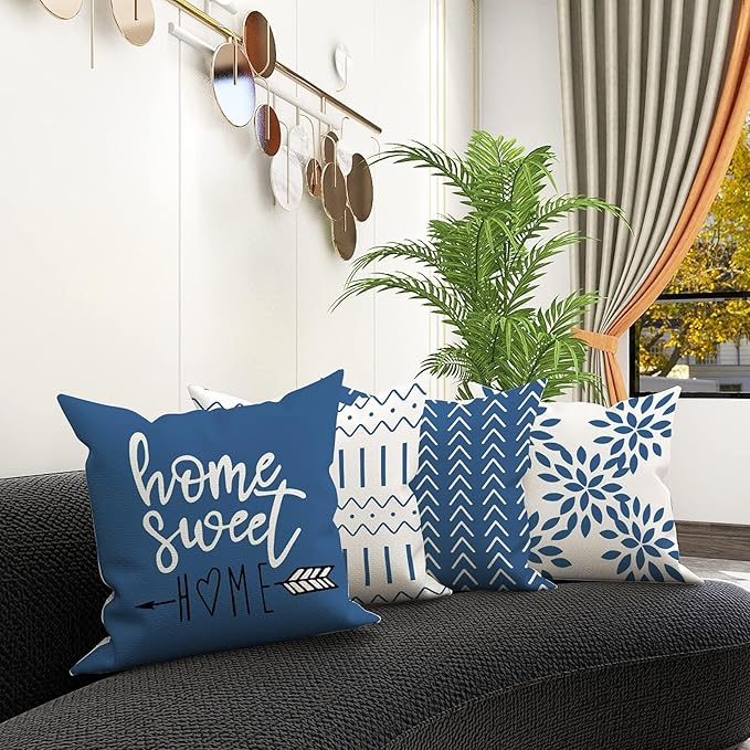 YCOLL Pillow Covers 18x18 Set of 4, Modern Sofa Throw Pillow Cover, Decorative - Image 6