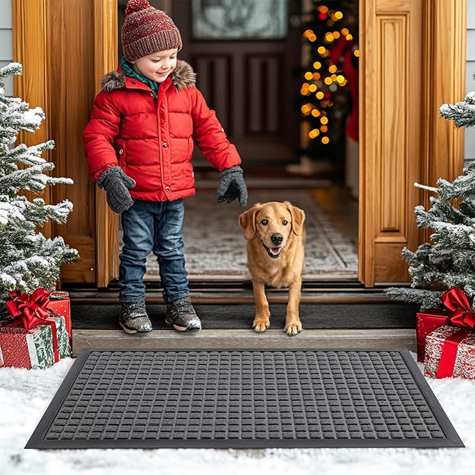 Smiry Front Door Mat Outside Entrance, Heavy Duty Natural Rubber Doormat - Image 8