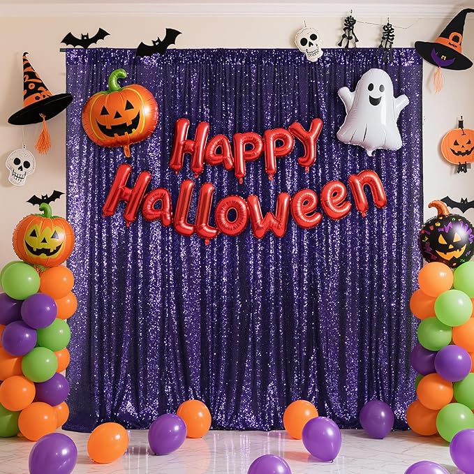Poise3EHome Purple Sequin Backdrop, 6Ft x 8Ft Glitter Photography Background ...