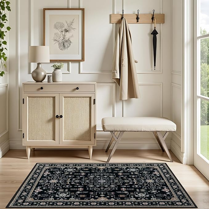 2x3 Area Rugs Living Room Rug: Washable Vintage Boho Medallion Rug No Slip - Image 5