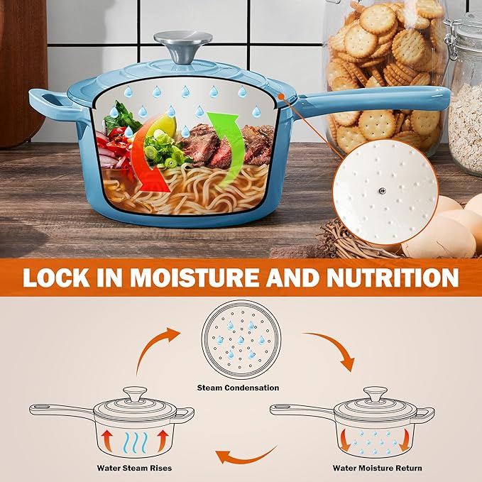Homikit Small Cast Iron Pot, 1 QT Enameled Cast Iron Sauce Pan - Image 5