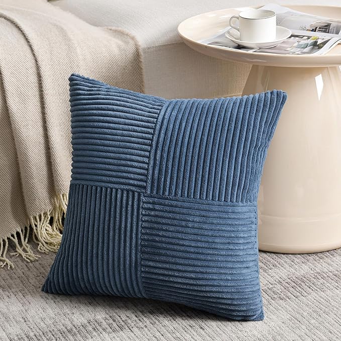 Fancy Homi 2 Packs Dusty Blue Decorative Throw Pillow Covers 16x16 Inch - Image 2