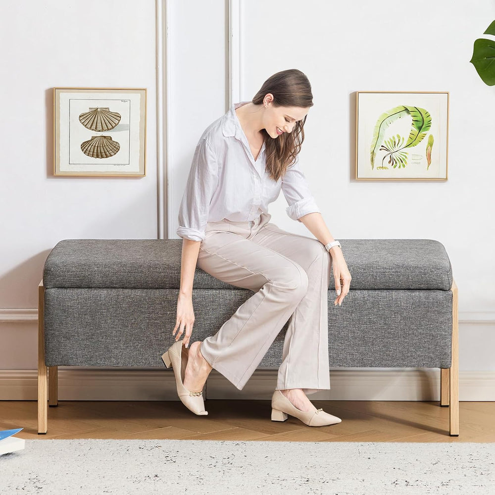 Furniliving Storage Bench for Bedroom, Modern End of Bed Storage Ottoman Benc...