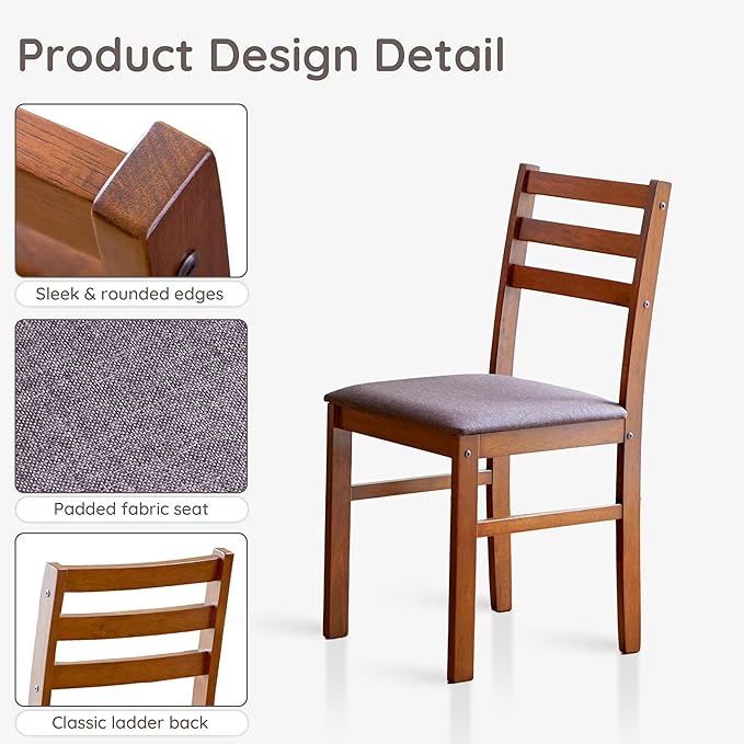 Livinia Seattle Modern Farmhouse Kitchen Dining Room Chair Set of 2, Solid Wo...