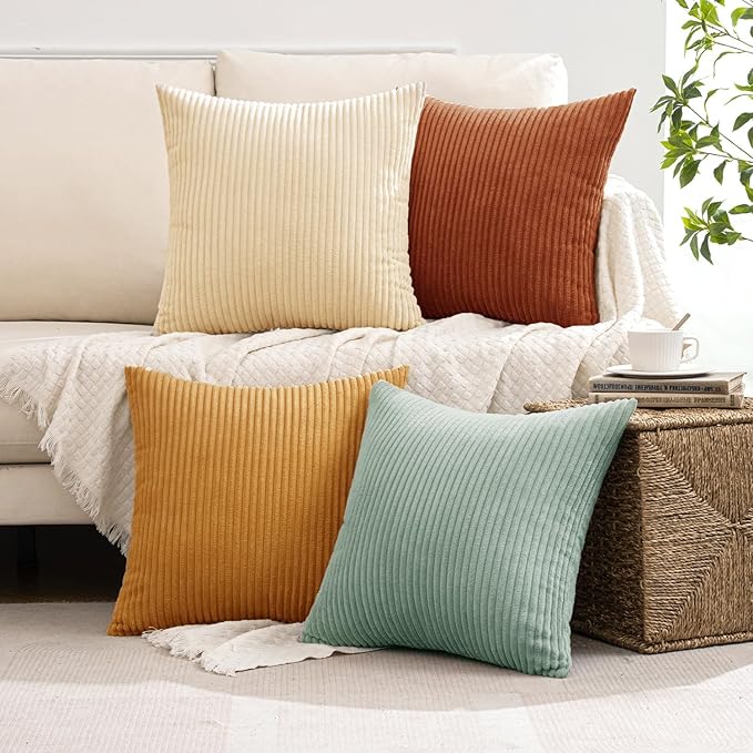 MIULEE Boho Farmhouse Throw Pillow Covers 16x16 Inch Set of 4 Modern Natural - Image 5