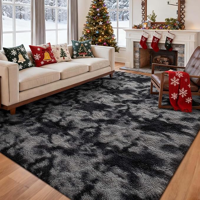 5x7 Ft Large Shag Rugs for Bedroom Living Room Decor for Men Boys, Tie Dyed by Cuzwlovita