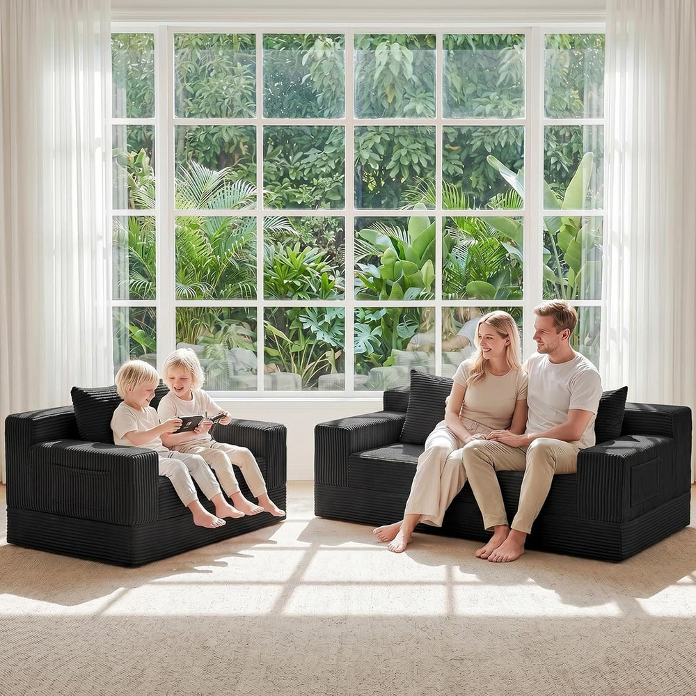 Convertible Sofa Bed,Small Boneless Couch & Boneless Loveseat,Pull Out Co...