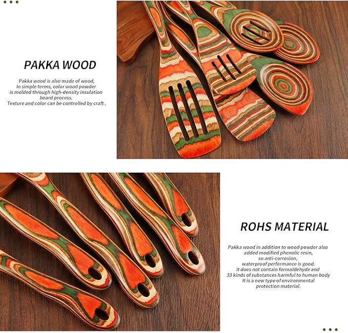 Wooden Spoons for Cooking, WOSPONFAN Kitchen Utensils Set, Pakkawood Kitchen - Image 4