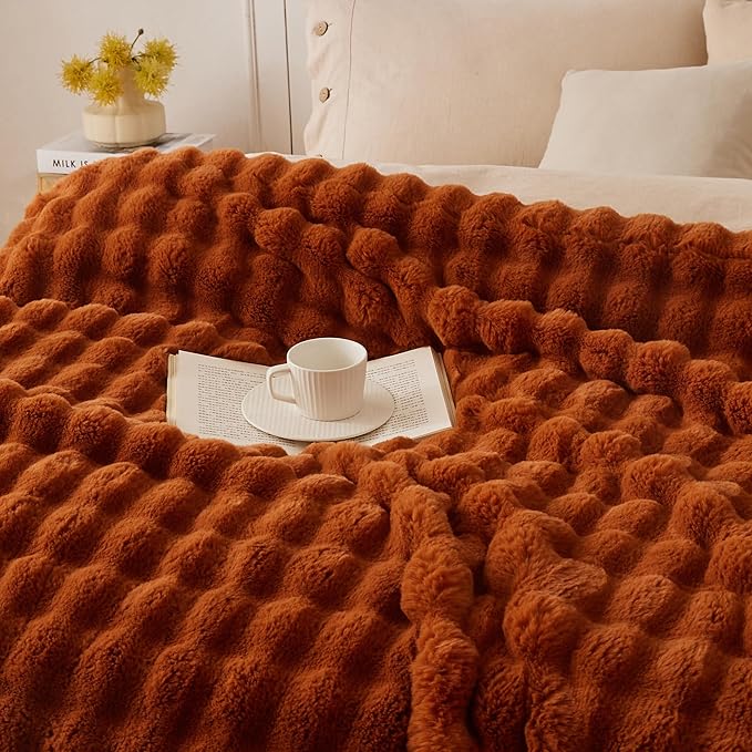 COOVA Faux Fur Throw Blanket for Couch, Cozy Soft and Fuzzy Plush Rabbit Fur - Image 3