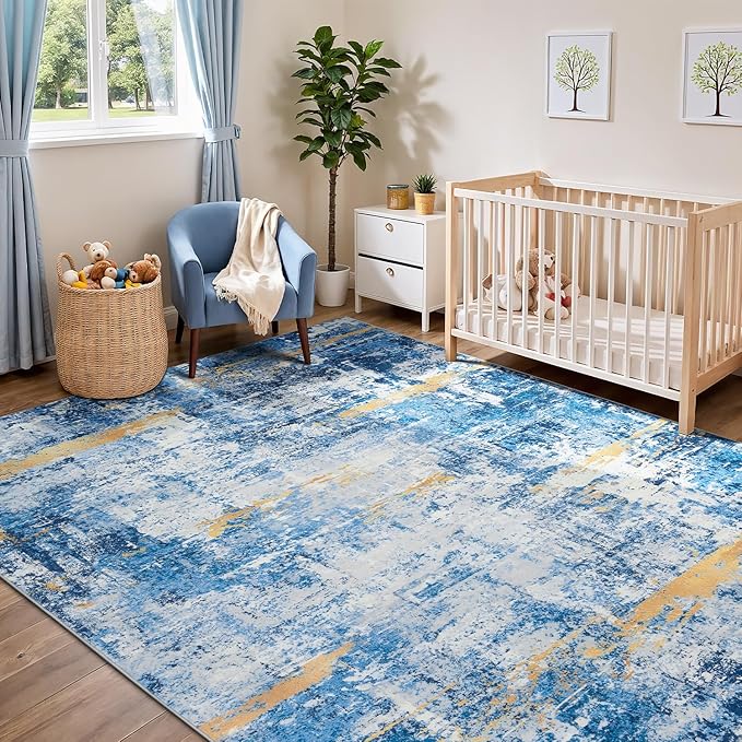 Rugflix 5x7 Area Rugs for Living Room, Washable Large Rug Stain-Resistant Low