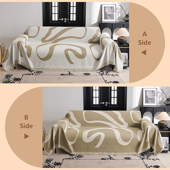 MYSKY HOME Couch Cover for 3 Cushion Sofa, Super Soft Boho Couch Covers for - Image 3