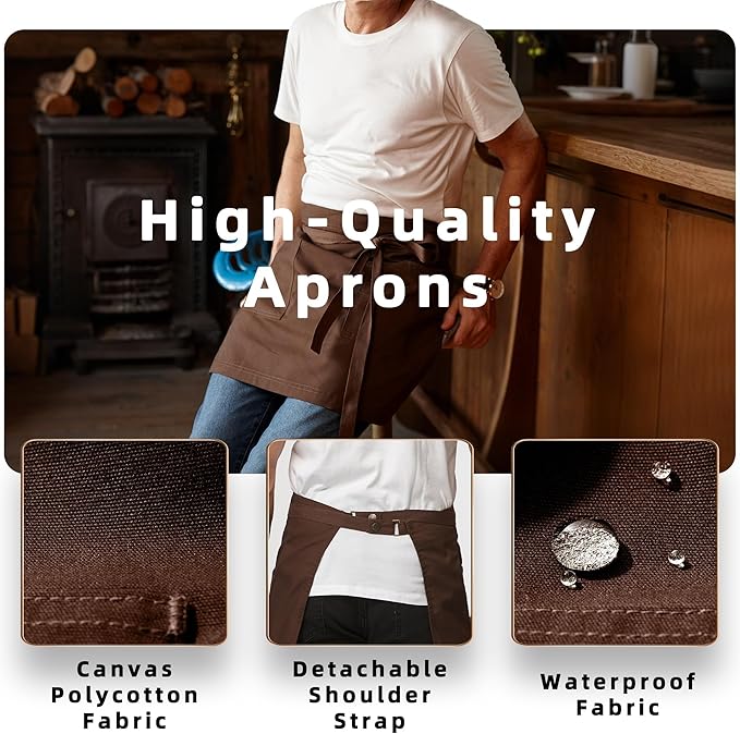 Unisex Waist Apron Half Bistro Apron Server Aprons - Image 3