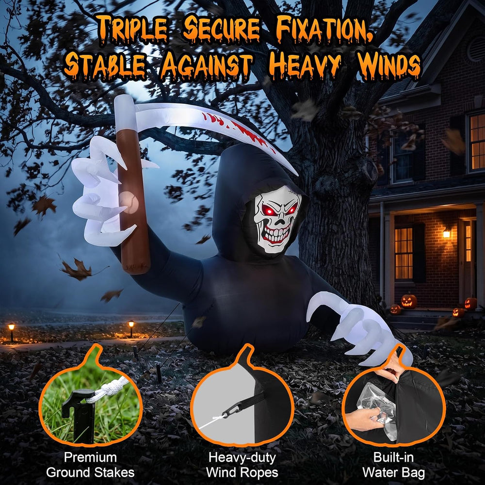 Luxspire 7.2FT Halloween Inflatable Outdoor, Inflatable Grim Reaper Decor