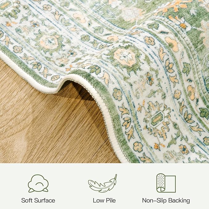 Lofus 9x12 Area Rug for Living Room, Light Green Washable Area Rugs - Image 7