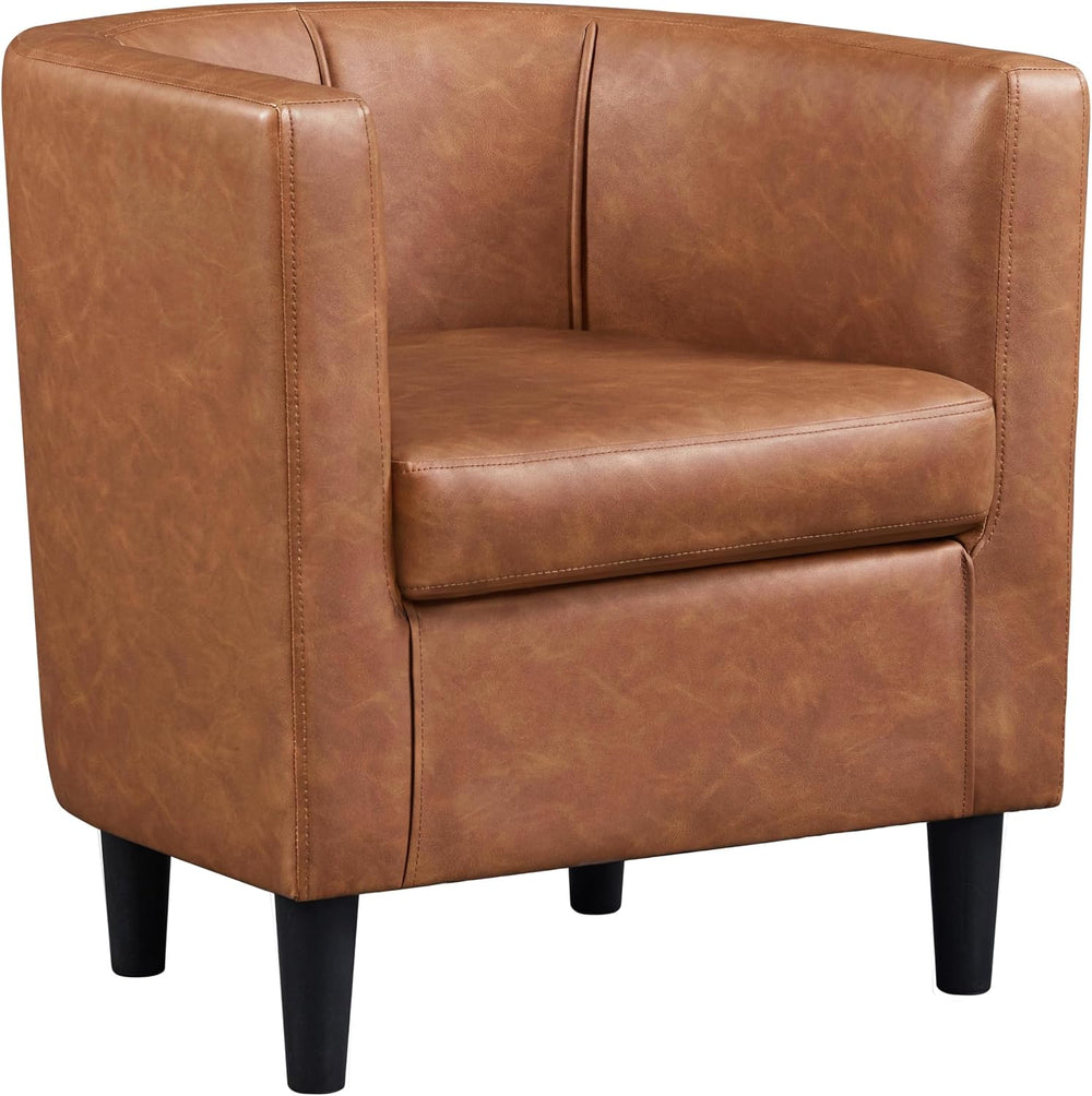 Yaheetech Barrel Accent Chair, Mid Century Armchair, Brown