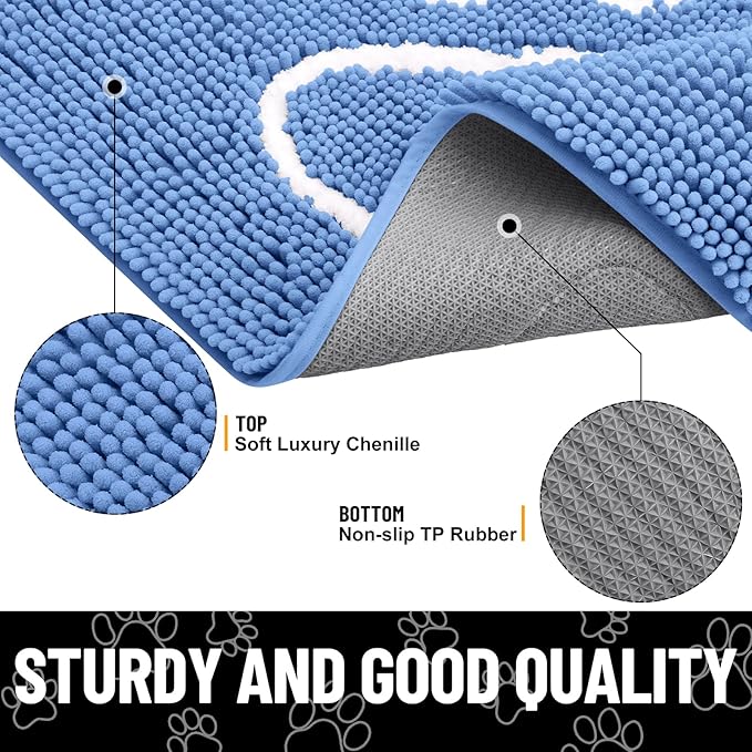 Smiry Dog Door Mat for Muddy Paws, Absorbent Dirt Trapper Non Slip Quick Dry - Image 3