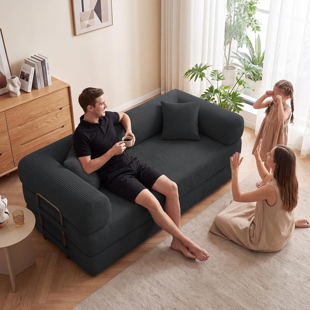 79" Convertible Sofa Bed Set, 4 in 1 Boneless Couch for Living Room