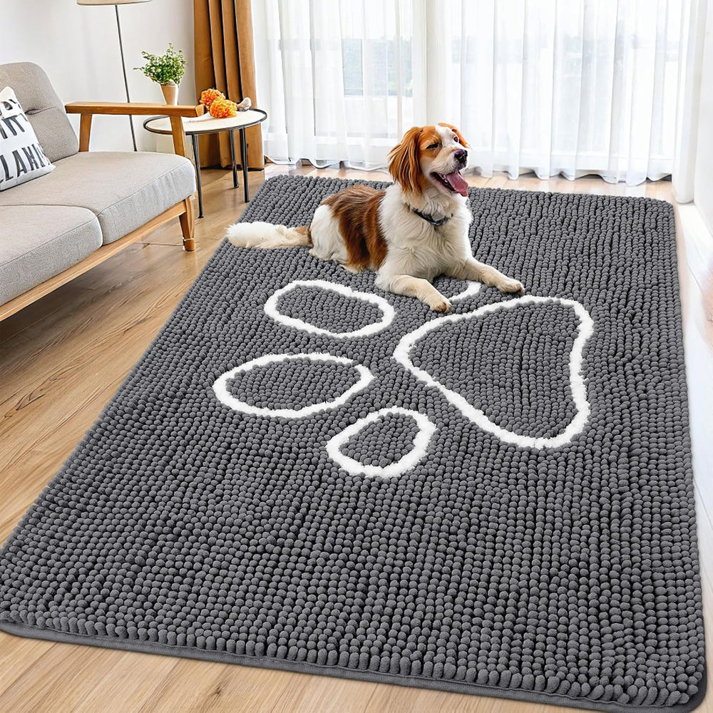 Smiry Dog Door Mat for Muddy Paws, Absorbent Dirt Trapper Non Slip Quick Dry