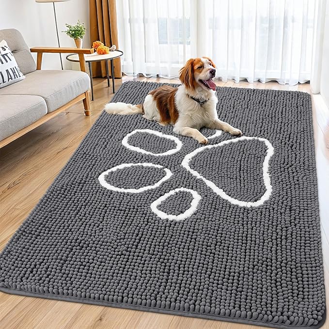 Smiry Dog Door Mat for Muddy Paws, Absorbent Dirt Trapper Non Slip Quick Dry by Smiry