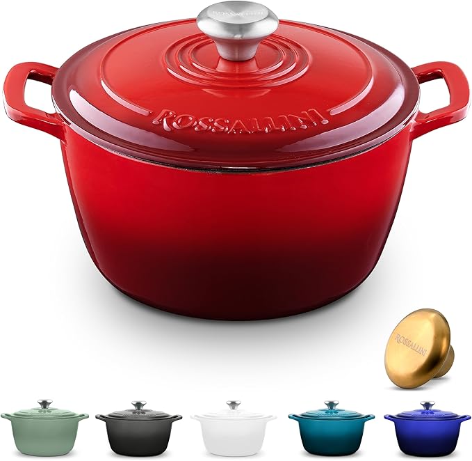 ROSSALLINI Signature Enameled Cast Iron Dutch Oven, Non-Stick Serving Pot by RossalliniSignatureStoneware