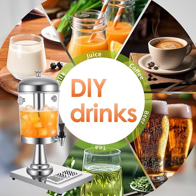 2.11 Gallon Beverage Dispenser, Leak-proof Spigot and Detachable Drip Tray - Image 4