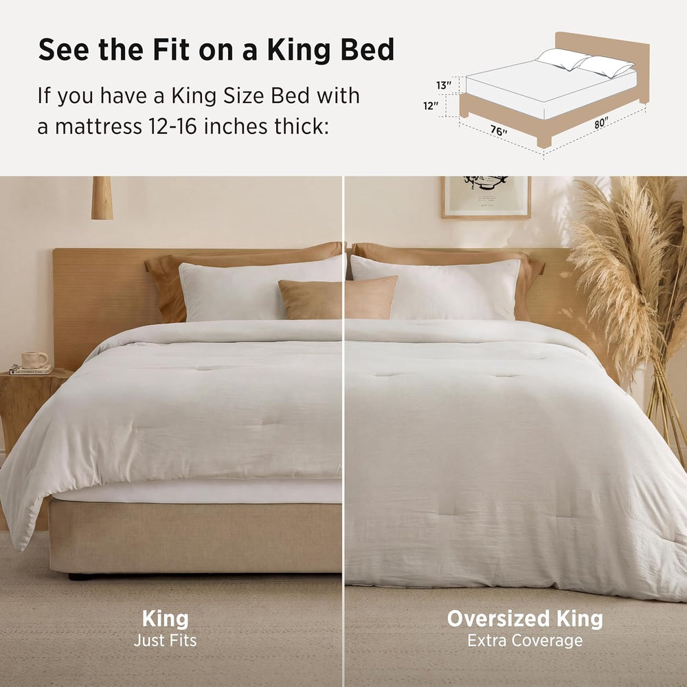 Bedsure King Comforter Set Prewashed Soft Bedding Set 3Pcs Beige 104"x90...