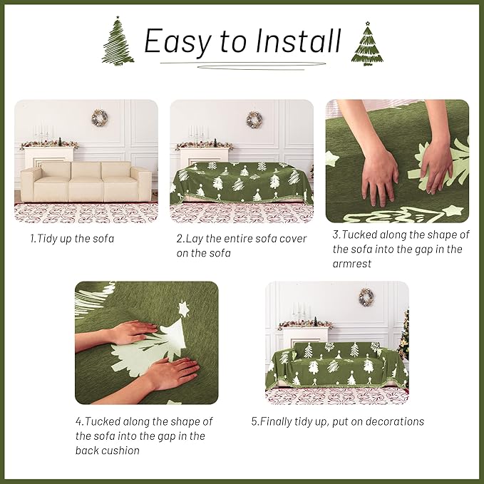 MYSKY HOME 71X134 inches Sofa Christmas Couch Cover, Sectional Sofa Covers Sofa - Image 6