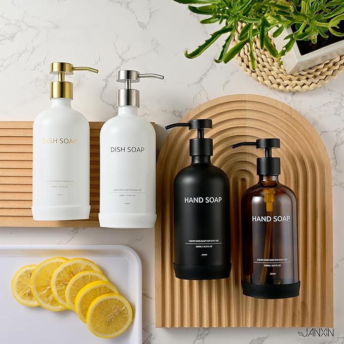 Glass Soap Dispenser Bathroom Set by Janxin, Foaming Kitchen soap Dispenser - Image 7