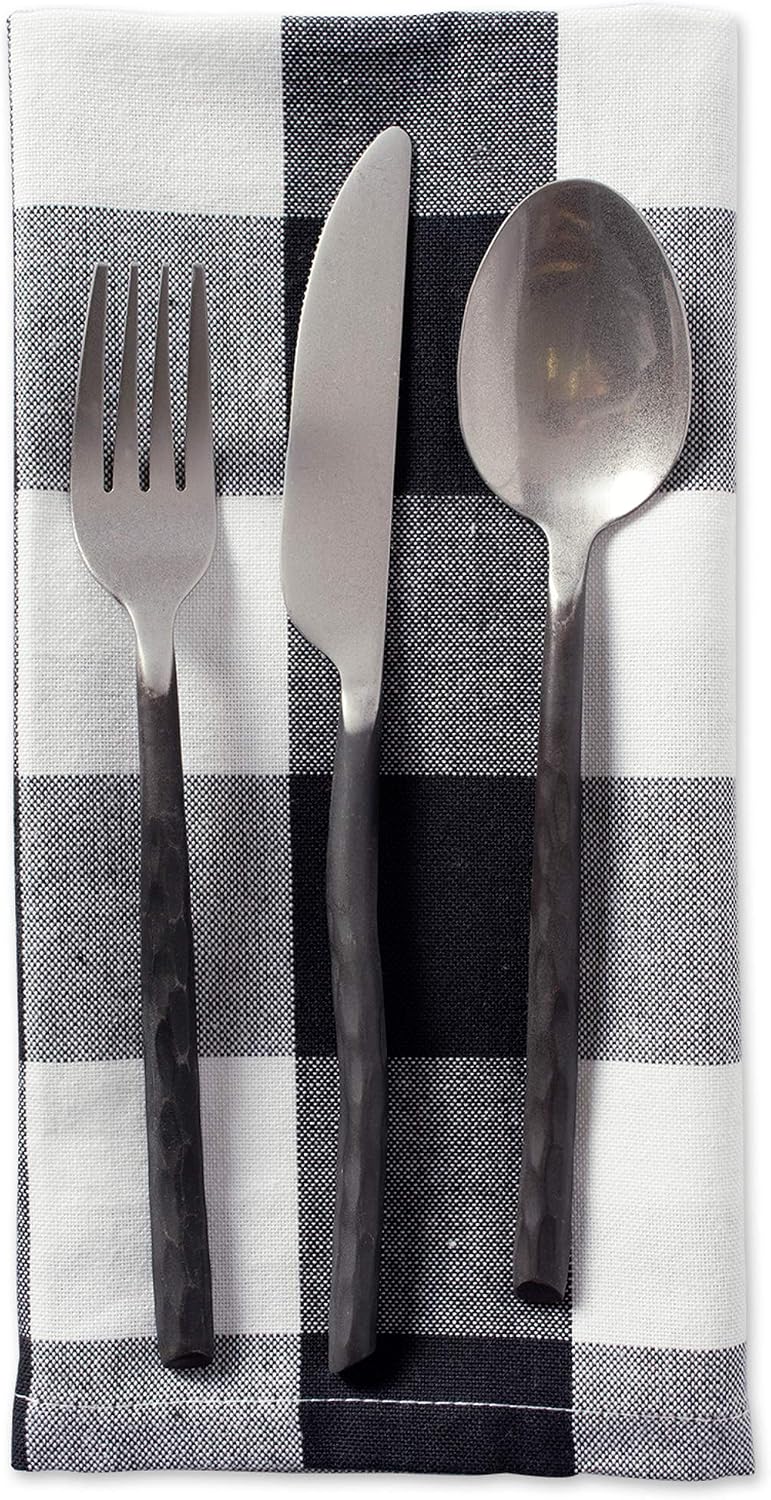 DII Buffalo Check Collection, Classic Farmhouse Napkin Set, 20x20, Black & White, 6 Piece (Pack of 2)