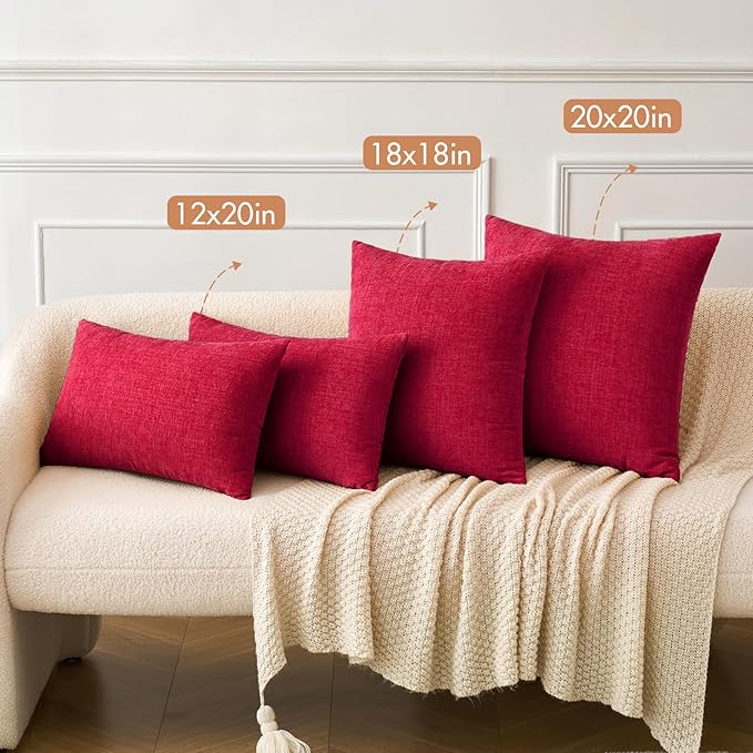 MIULEE Pack of 2 Red Couch Throw Pillow Covers 18x18 Inch Soft Cushion Covers - Image 5