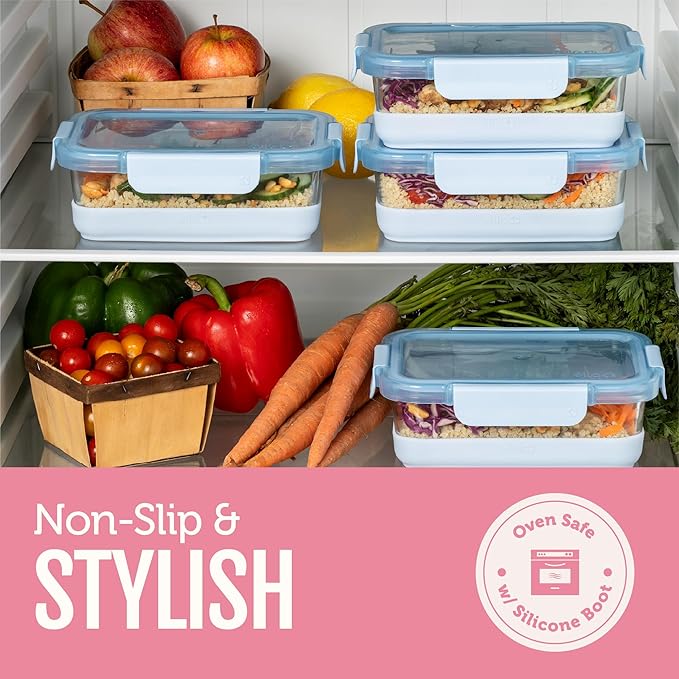 Ello Duraglass Refresh 3.4 Cup Meal Prep Sets 10Pc, 5 Pack Set- Glass Food