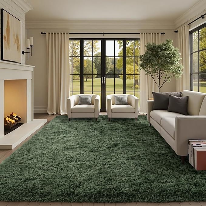 8x10 Ft Extra Large Shag Green Area Rug by Cuzwlovita