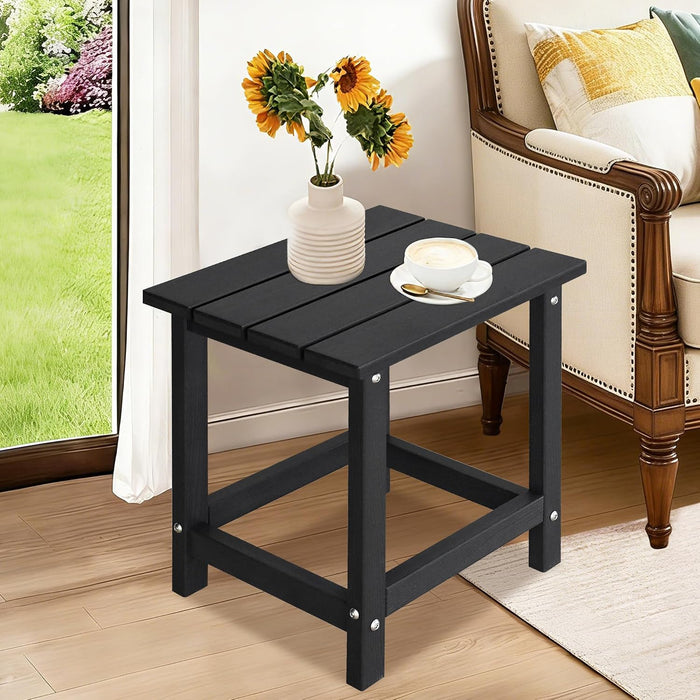 LZRS HDPE Adirondack Side Table - Small Outdoor Table for Patio, Deck, Garden & Poolside,Eco-Friendly,Sturdy and Easy Assemble, Black