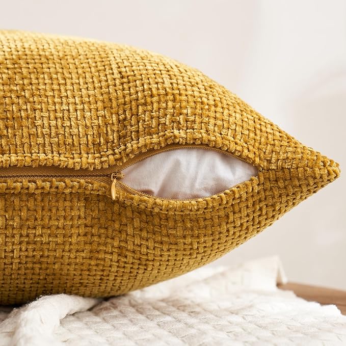 MIULEE Pack of 4 Couch Throw Pillow Covers 18x18 Inch Neutral Gold/Brown Soft - Image 7