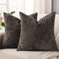 decorUhome Dark Brown Chenille Throw Pillow Covers 16x16 Set of 2 Textured Soft by decorUhome