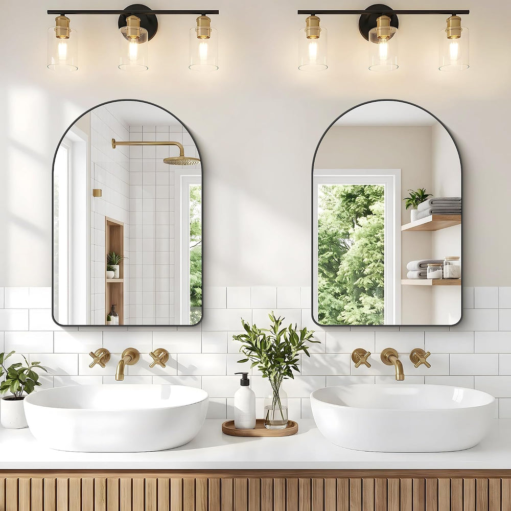 Arched Bathroom Mirror 24x16 Inch 2-Pack, Black Bathroom Mirror Wall Mounted ...