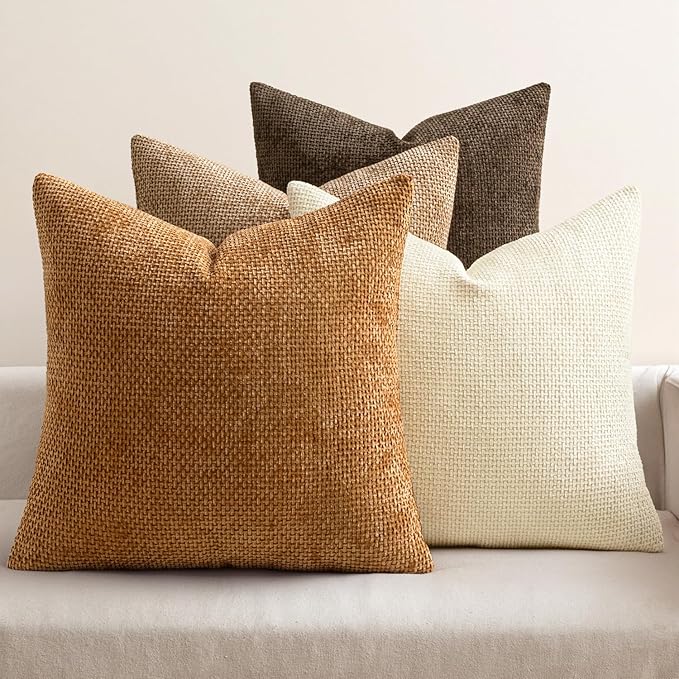 MIULEE Pack of 4 Brown Couch Throw Pillow Covers 20x20 Inch Soft Decorative by MIULEE