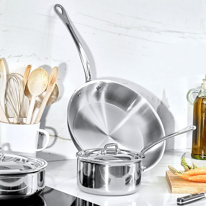 Mauviel M'Cook 5-Ply Polished Stainless Steel Sauce Pan - Image 3