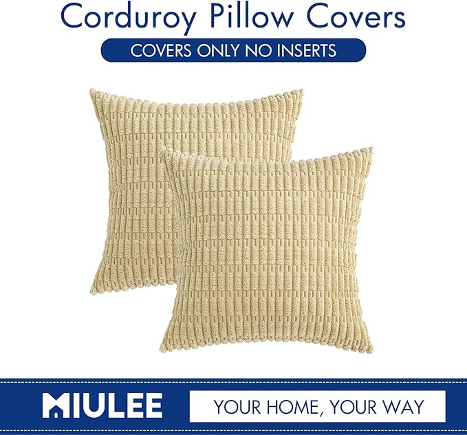 MIULEE Pack of 2 Corduroy Decorative Throw Pillow Covers 20x20 Inch Soft Boho - Image 6