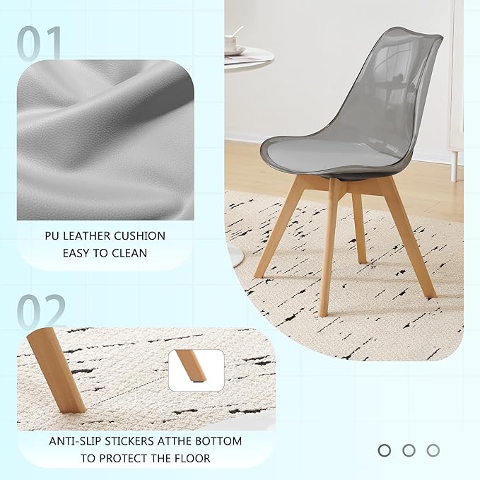 Clear Dining Chairs Set of 2, Modern Acrylic Dining Chair Transparent Chairs ...