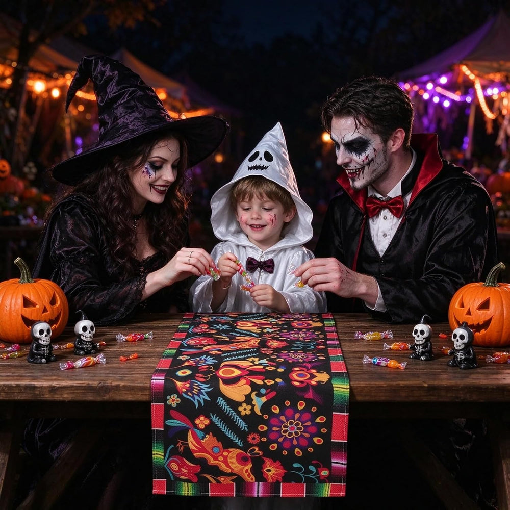 15 Pack Mexican Theme Halloween Table Runners 72×13in Cinco de Mayo Bird Dia ...