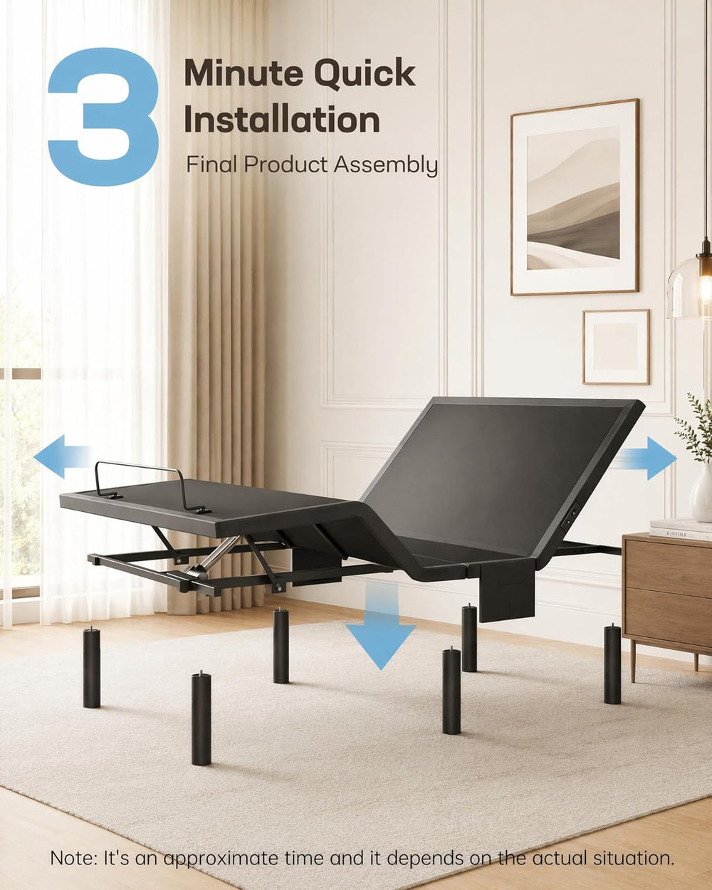 Marsail MS01-1 Full Adjustable Bed Frame with Massage + 10-inch Gel Memory Fo...